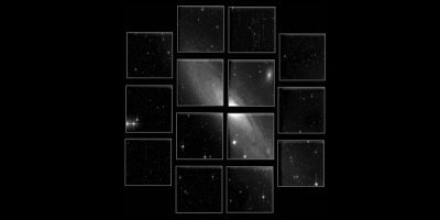 Engineering image obtained during the technical first light of JPCam camera, installed in the JST250 telescope at Javalambre Astrophysical Observatory. The image corresponds to a single exposure of 300 seconds in g band. Pre-reduction corrections were only applied (bias and flatfield). Neither cosmetic corrections nor further scientific calibration steps have been implemented. It shows the Andromeda Galaxy (M31), located 2.5 million light years away, and which has an angular diameter in the sky equivalent to seven full moons, being the largest extragalactic object that can be seen in the northern hemisphere. Credit: Centro de Estudios de Física del Cosmos de Aragón (CEFCA).